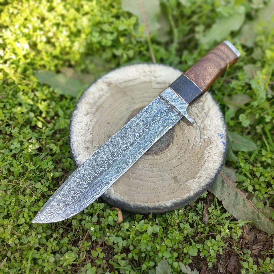 15" Handmade Bowie Knife, Damascus Steel Bowie Knife, Damascus Steel Hunting knife, Rain Drop pattern Damascus Bowie Knife, Birthday gift, gift for him, wedding gift, anniversary gift, Thanksgiving gift, valentine, Father Day Gift