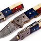 Hand Made Damascus Pocket Knife, Texas Flag Folding Knife, Outdoor Survival Knife With Leather Sheath - Groomsmen Gift, Anniversary Gift