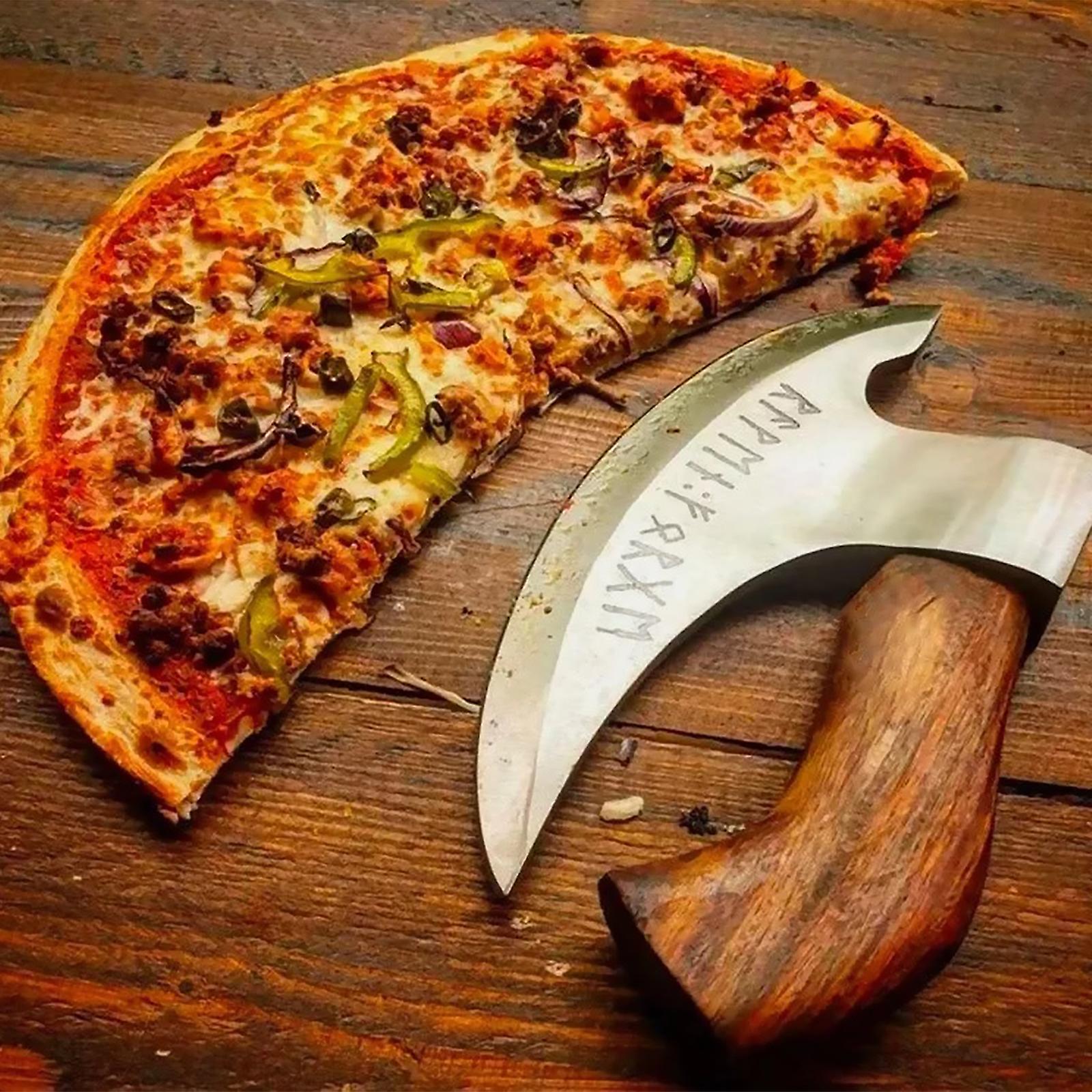 Pizza axe | Pizza slicer Hand forged Viking pizza cutter | Viking bearded camping axe | Groomsmen Gift | Valentine gift for her | Kitchen Axe