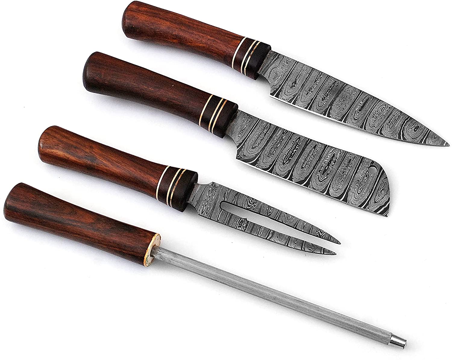 Custom Handmade Chef Knives Set / Kitchen Knives Set / 3Pcs Chef Set / Damascus Blades Chef Knives Set / BBQ Knives Set / Best gift item / Mother Day Gift / Professional Chef For Gift