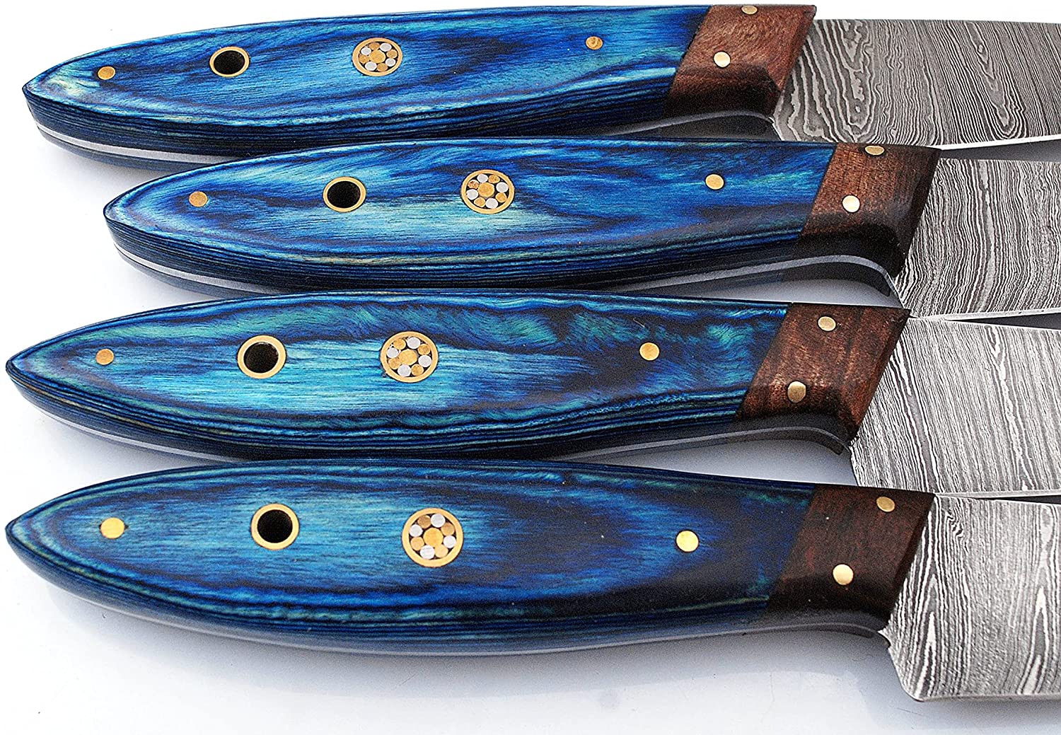 Handmade Damascus Steak Knife Set of 4 BBQ Pcs With Wood Handle, Kitchen Chef Knives, Gift For Women, Gift for Mother, wedding gift