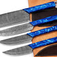 Handmade Damascus Chef set of 4Pcs With Leather Sheath, Damascus Knife Set, Damascus Chef Knife, Kitchen Knife Set, Damascus Chef Set