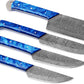 Handmade Damascus Chef set of 4Pcs With Leather Sheath, Damascus Knife Set, Damascus Chef Knife, Kitchen Knife Set, Damascus Chef Set