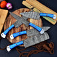 Handmade Damascus Chef Knife Set of 5Pcs Gift for Husband Kitchen Knife Groomsmen Gift Lover Gift for dad