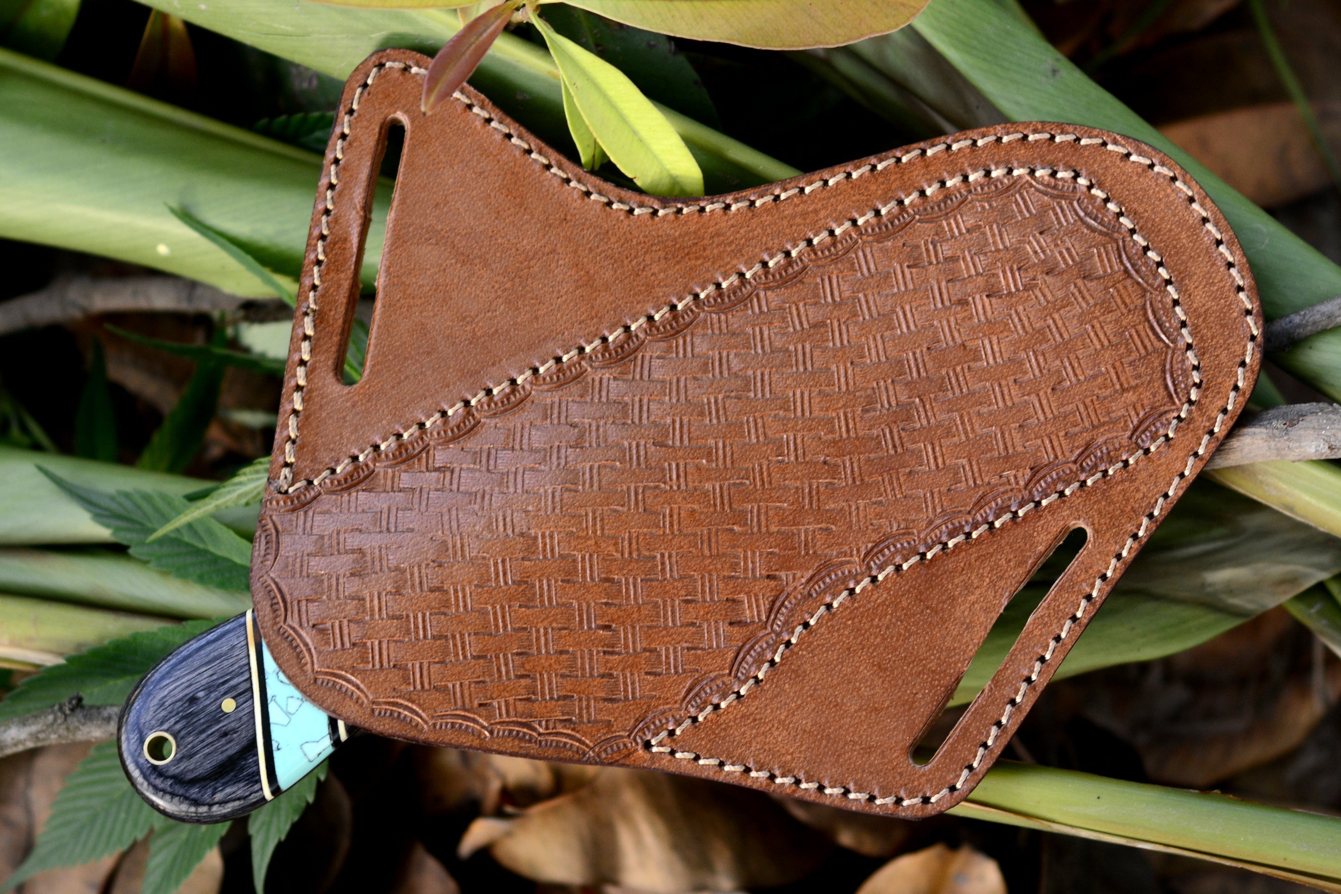 8.5" Inches HAND FORGED Full Tang Damascus Steel Bull Cutter Knife+ Leather sheath