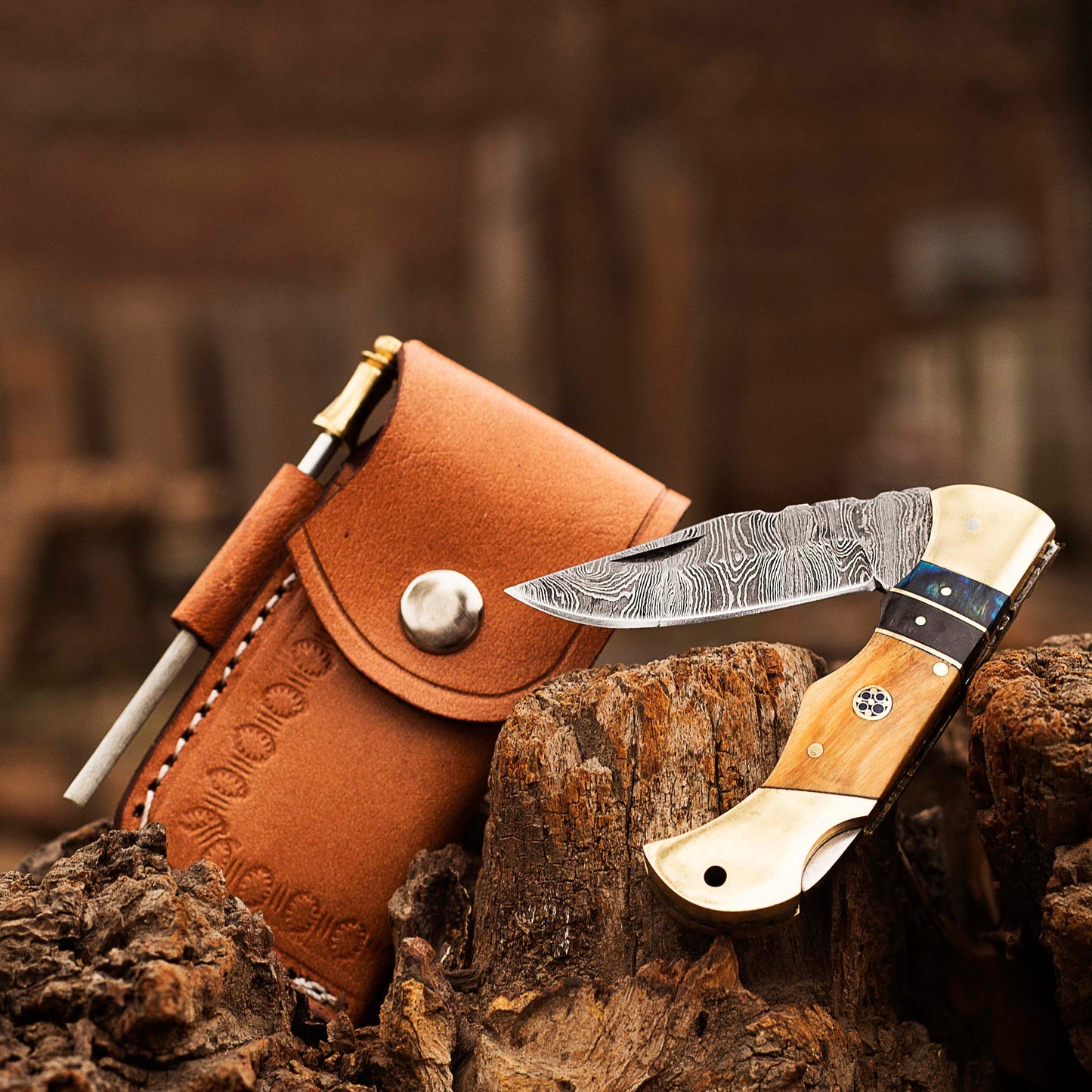 Damascus Steel Folding Knife, Handmade Damascus Pocket Knife, Groomsman Gift, Anniversary Wedding Gift, Birthday Gift, Personalized Gift USA