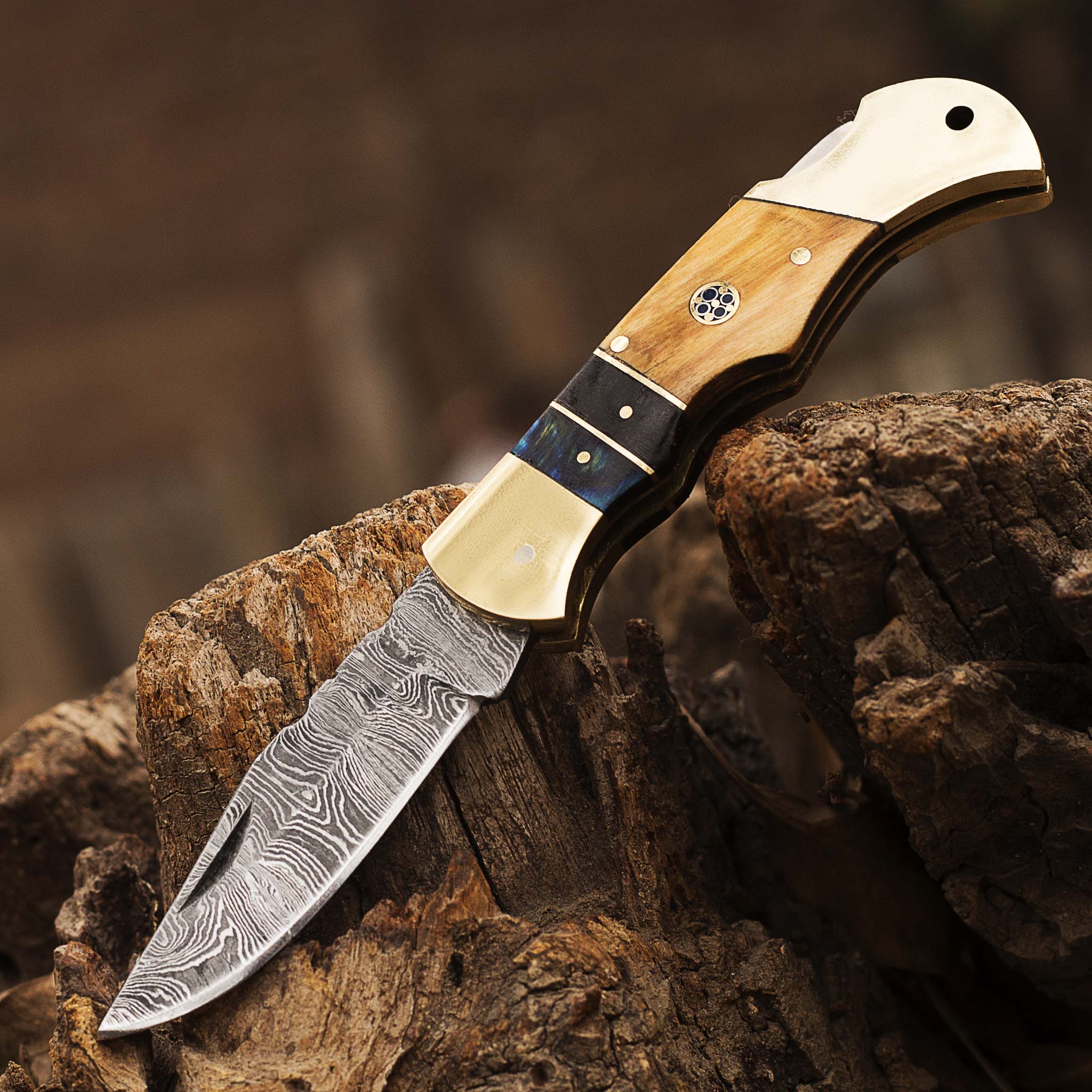 Damascus Steel Folding Knife, Handmade Damascus Pocket Knife, Groomsman Gift, Anniversary Wedding Gift, Birthday Gift, Personalized Gift USA