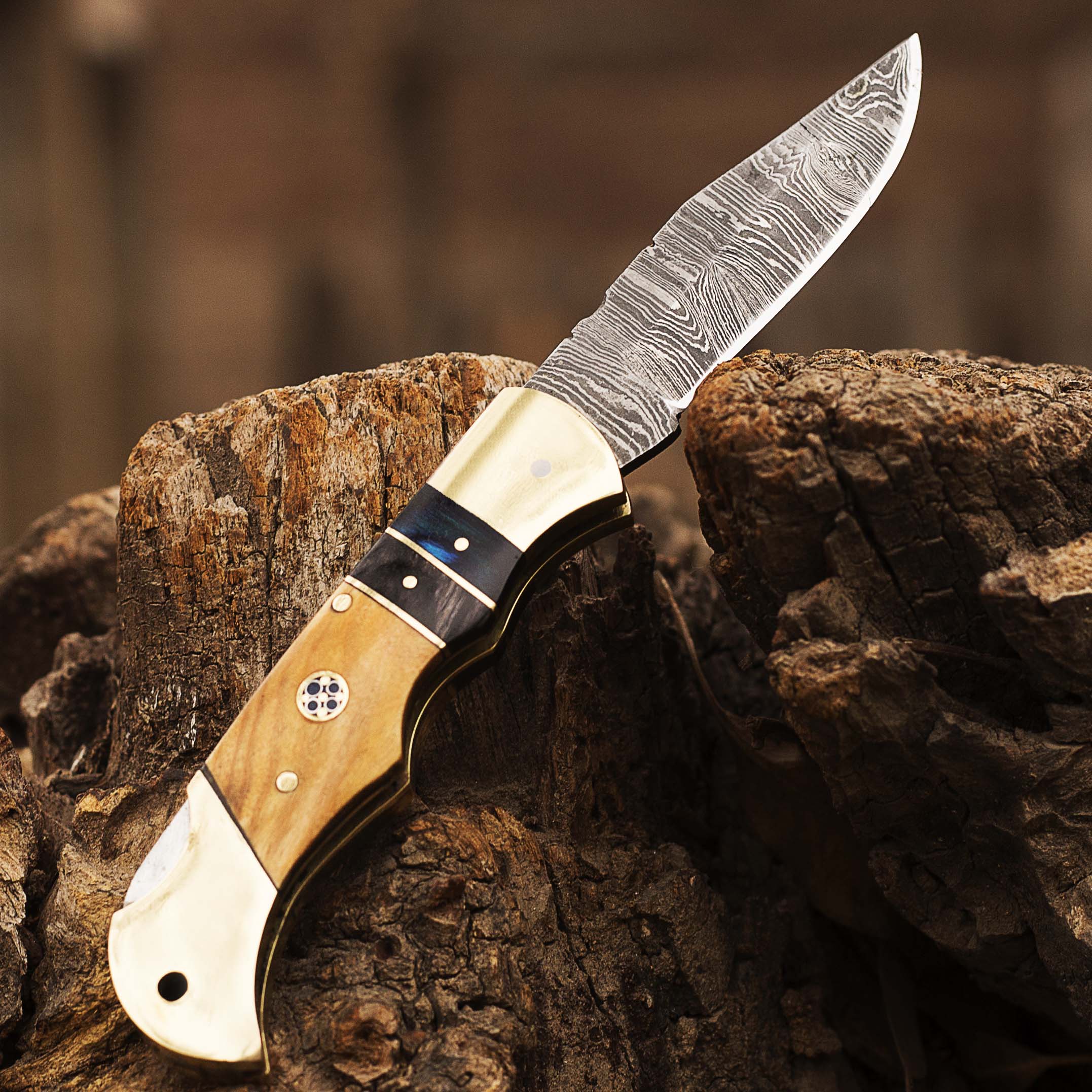 Damascus Steel Folding Knife, Handmade Damascus Pocket Knife, Groomsman Gift, Anniversary Wedding Gift, Birthday Gift, Personalized Gift USA