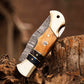 Damascus Steel Folding Knife, Handmade Damascus Pocket Knife, Groomsman Gift, Anniversary Wedding Gift, Birthday Gift, Personalized Gift USA