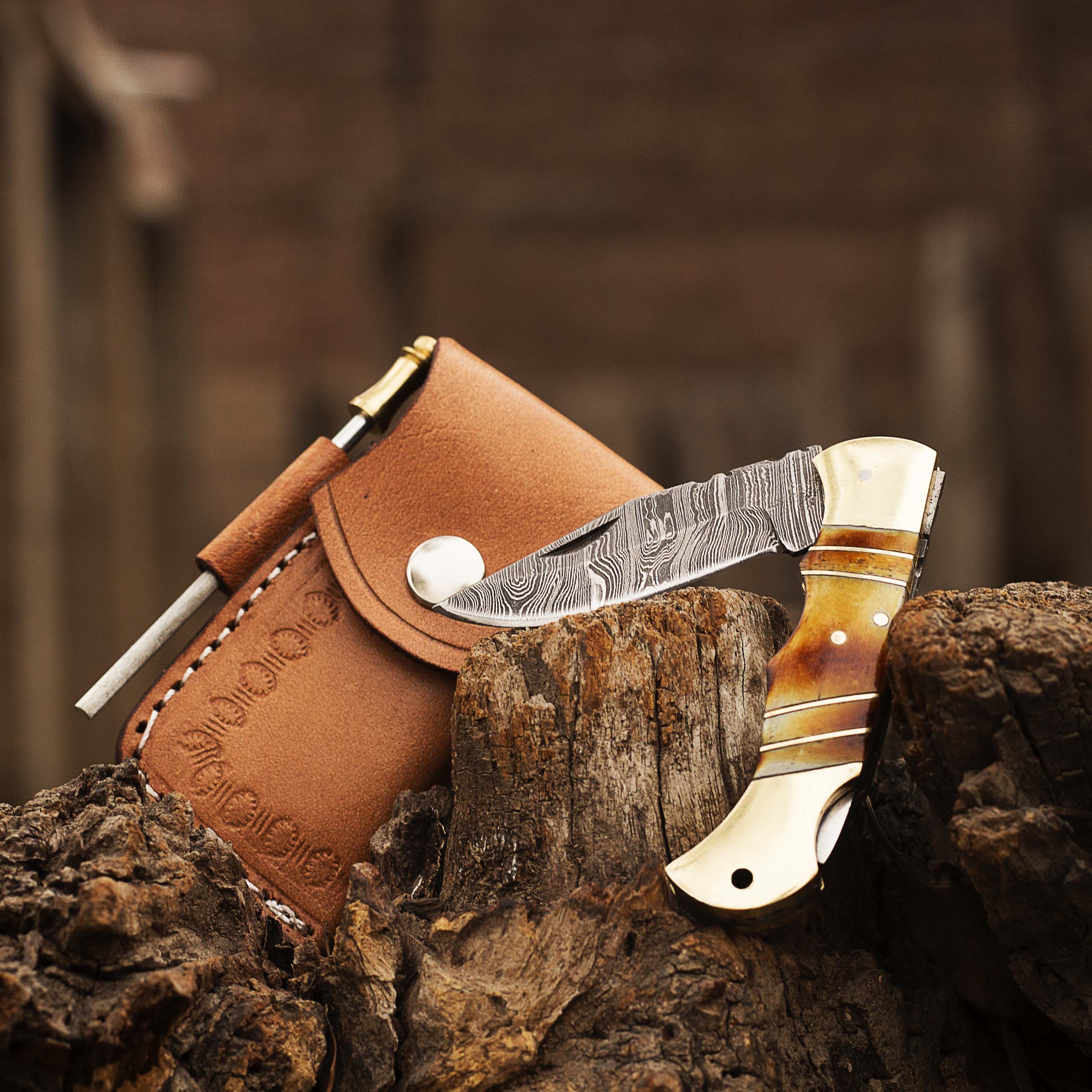 Damascus Pocket knife for Men, Groomsmen Damascus Folding Knife, Every Day Carry Knife , Damascus Knives, Gift For Him, Gift for Men USA