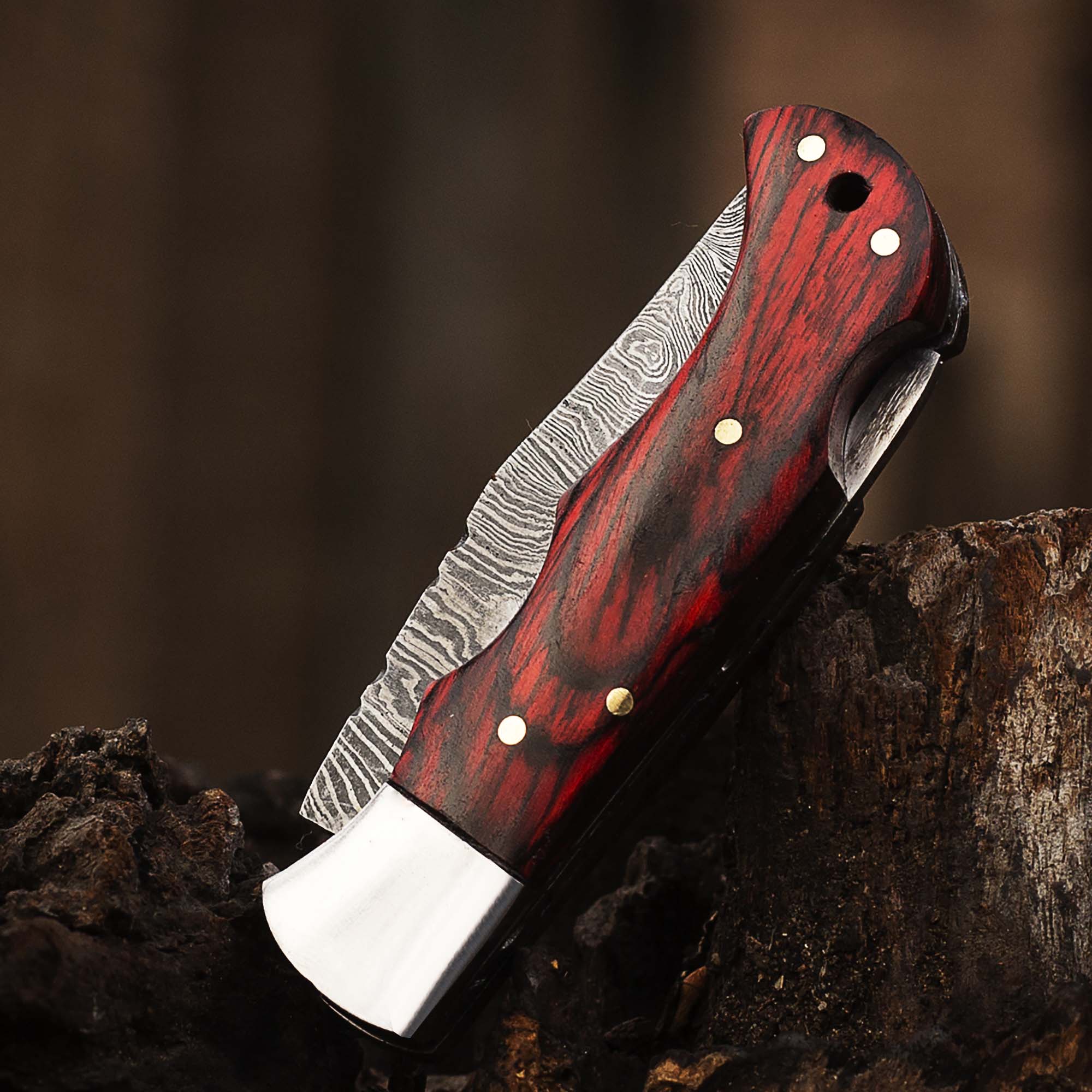 Personalized Damascus Pocket Folding Knife 6.5", Camping Hiking Damascus Pocket Knife, Groomsmen Gift, Husband Gift, Gift for Him, USA