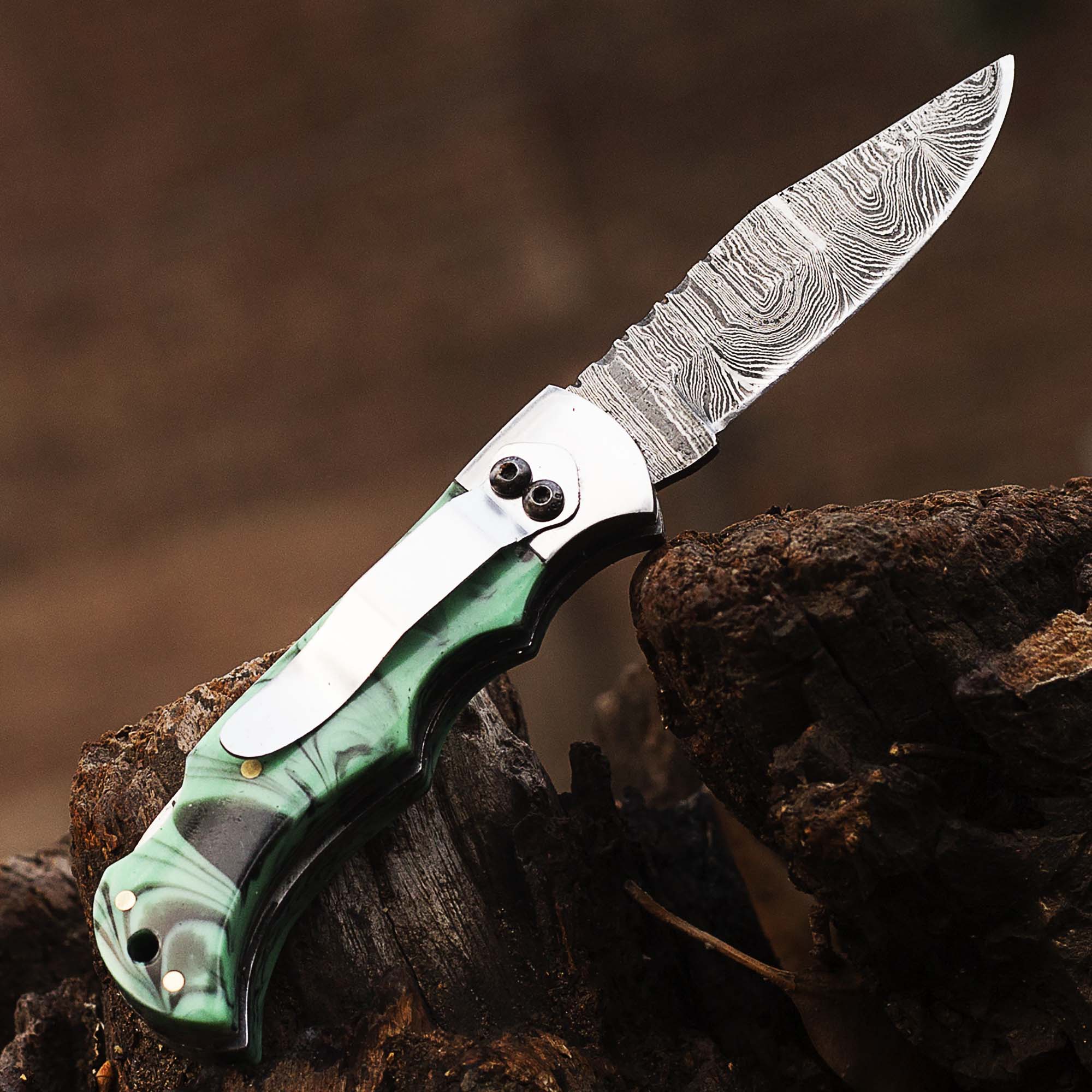 Personalized Handmade Damascus Pocket Clip Folding Knife 6.5", Camping Hiking Damascus Pocket Knife, Gift for Groomsmen, Gift for Men, USA