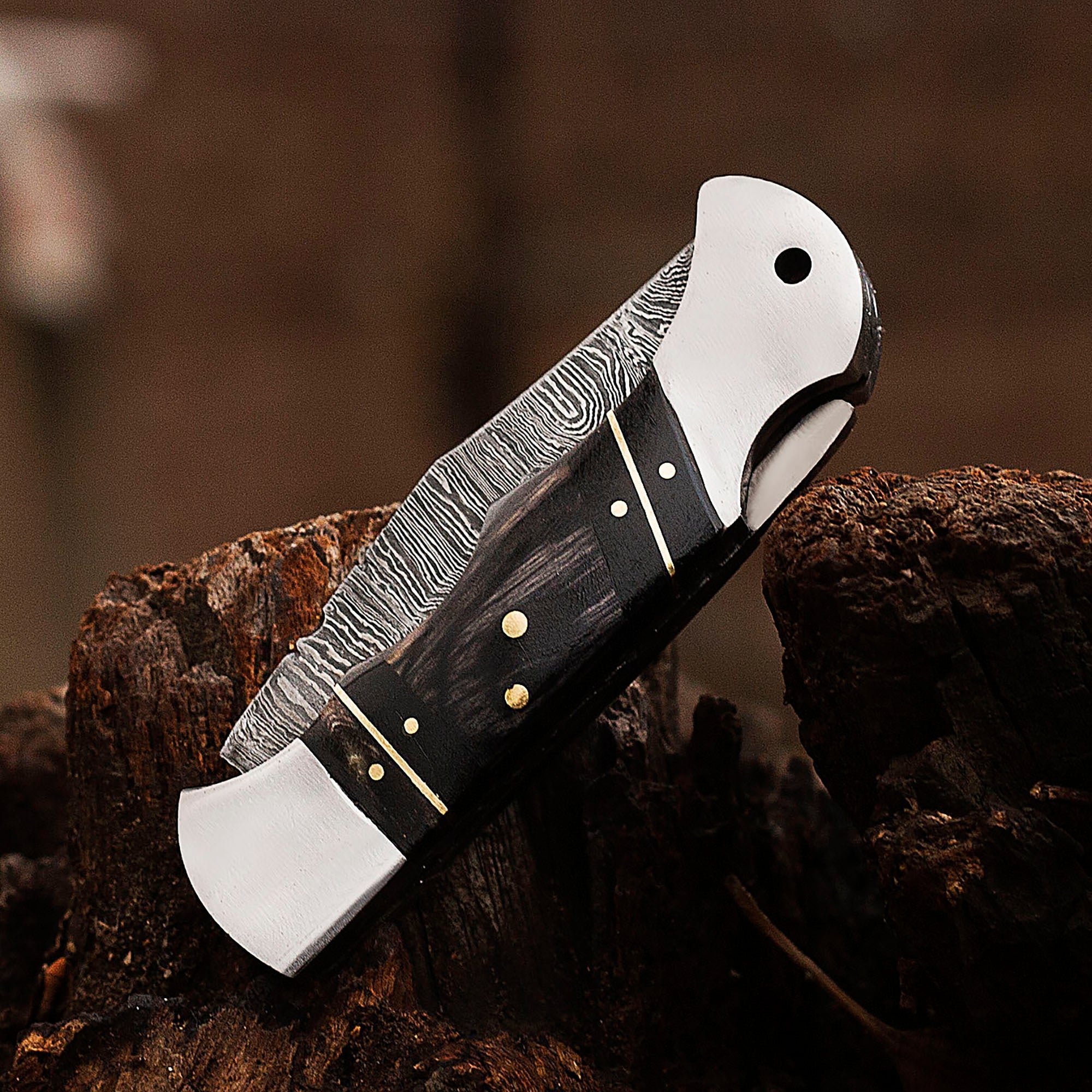 Personalized Damascus Pocket Folding Knife 6.5", Camping Hiking Damascus Pocket Knife, Groomsmen Gift, Gift for Husband, Gift for Him