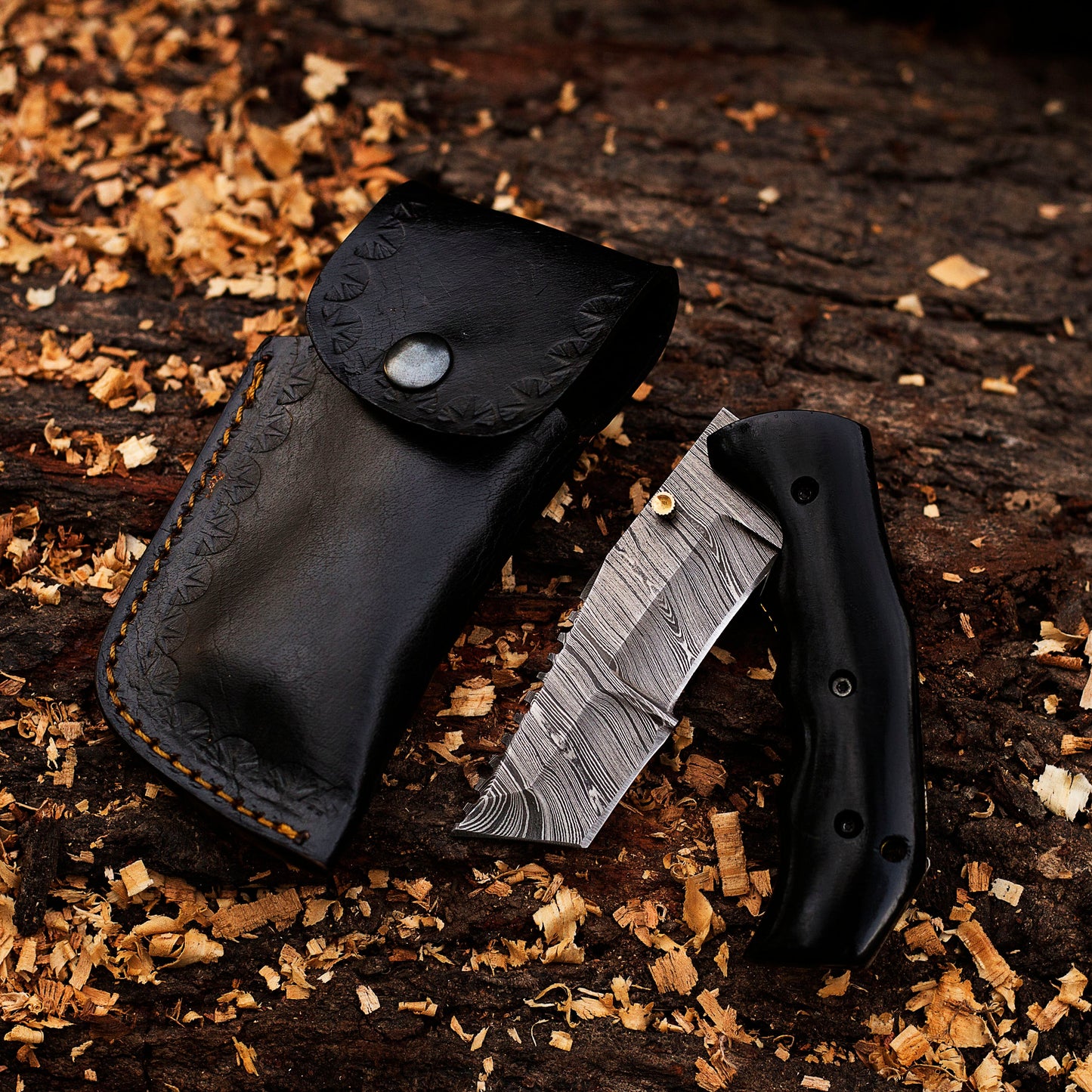 Damascus Steel Folding Knife, Handmade Damascus Pocket Knife, Everyday Carry Knife, Tracker Style Folding Knife, Gift For Him, Gift For Her