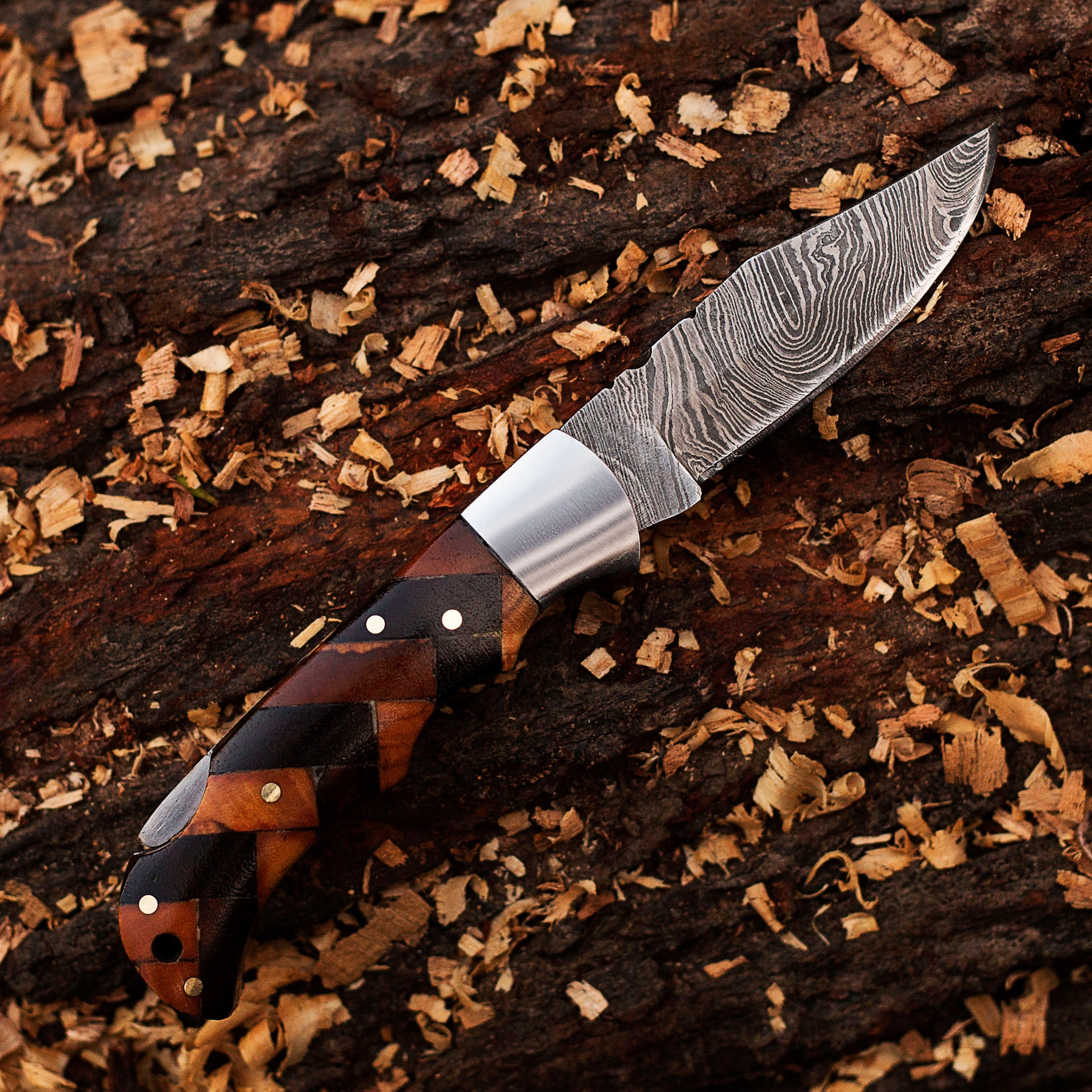 Personalized Damascus Pocket Folding Knife 6.5", Camping Hiking Damascus Pocket Knife, Groomsmen Gift, Gift for Husband, Gift for Him