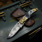 Handmade Damascus pocket knife Beautiful Resin handle birthday gift folding knife groomsman gift anniversary wedding father's day gift for lover