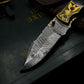 Handmade Damascus pocket knife Beautiful Resin handle birthday gift folding knife groomsman gift anniversary wedding father's day gift for lover