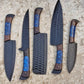 Custom Handmade Chef Knives Set / Kitchen Knives Set / 5Pcs Chef Set / Black Coated Blades Chef Knives Set / BBQ Knives Set / Best gift item / Mother Day Gift / Professional Chef For Gift