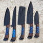 Custom Handmade Chef Knives Set / Kitchen Knives Set / 5Pcs Chef Set / Black Coated Blades Chef Knives Set / BBQ Knives Set / Best gift item / Mother Day Gift / Professional Chef For Gift