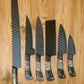 Custom Handmade Chef Knives Set / Kitchen Knives Set / 6Pcs Chef Set / Black Coated Blades Chef Knives Set / BBQ Knives Set / Best gift item / Mother Day Gift / Professional Chef For Gift