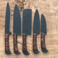 Custom Handmade Chef Knives Set / Kitchen Knives Set / 5Pcs Chef Set / Black Coated Blades Chef Knives Set / BBQ Knives Set / Best gift item / Mother Day Gift / Professional Chef For Gift