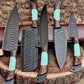Custom Handmade Chef Knives Set / Kitchen Knives Set / 5Pcs Chef Set / Black Coated Blades Chef Knives Set / BBQ Knives Set / Best gift item / Mother Day Gift / Professional Chef For Gift