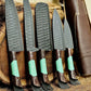Custom Handmade Chef Knives Set / Kitchen Knives Set / 5Pcs Chef Set / Black Coated Blades Chef Knives Set / BBQ Knives Set / Best gift item / Mother Day Gift / Professional Chef For Gift