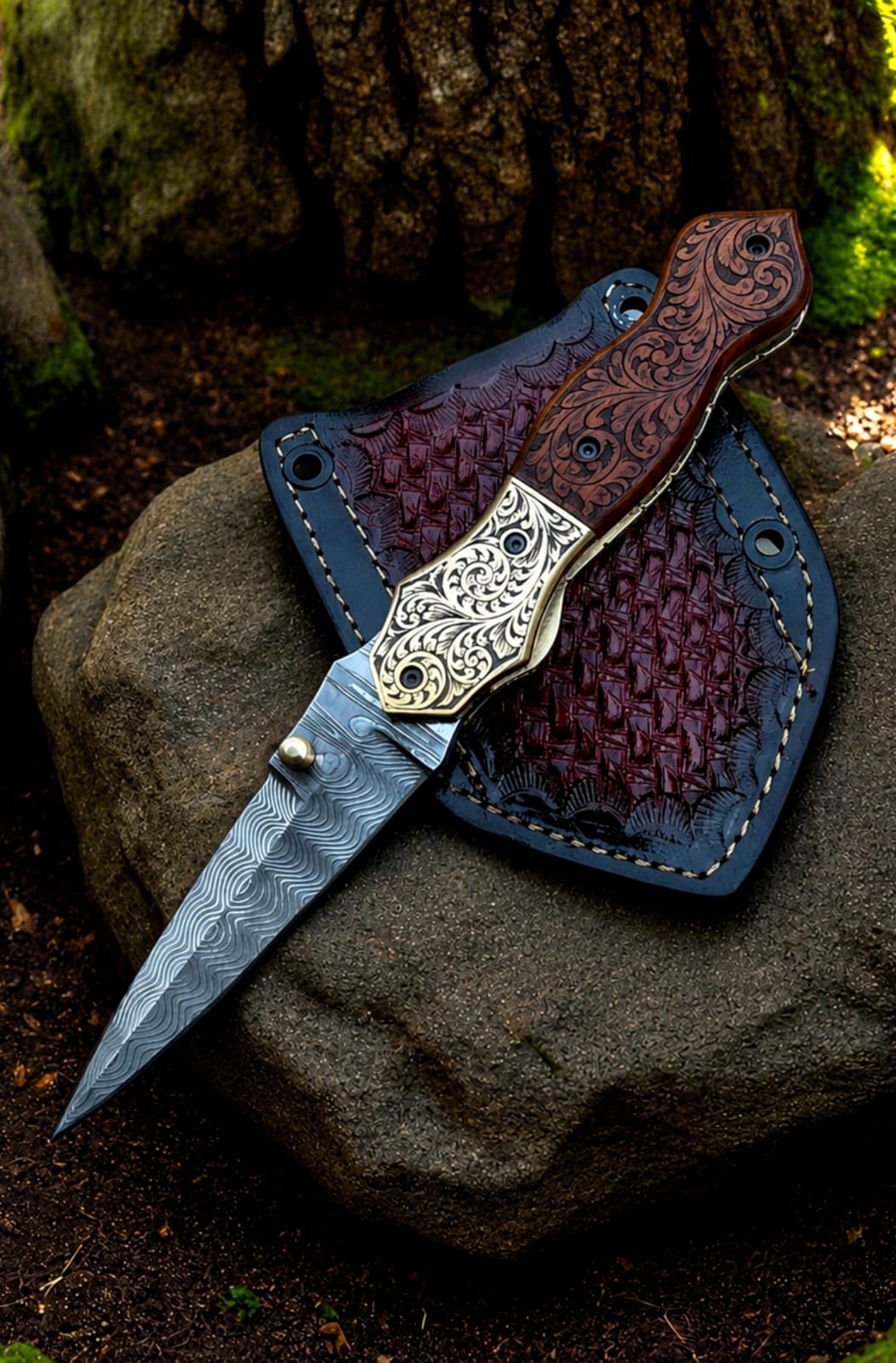 Damascus Steel Folding Knife, Handmade Damascus Pocket Knife, Groomsman Gift, Anniversary Wedding Gift, Birthday Gift, Personalized Gift USA