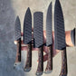 Custom Handmade Chef Knives Set / Kitchen Knives Set / 5Pcs Chef Set / Black Coated Blades Chef Knives Set / BBQ Knives Set / Best gift item / Mother Day Gift / Professional Chef For Gift