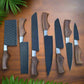 Custom Handmade Chef Knives Set / Kitchen Knives Set / 7Pcs Chef Set / Black Coated Blades Chef Knives Set / BBQ Knives Set / Best gift item / Mother Day Gift / Professional Chef For Gift