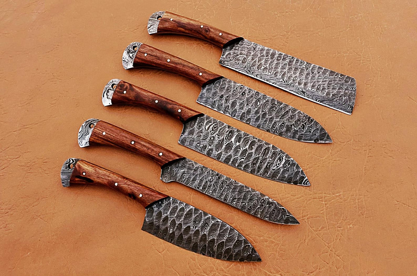 Custom Handmade Chef Knives Set / Kitchen Knives Set / 5Pcs Chef Set / Damascus Blades Chef Knives Set / BBQ Knives Set / Best gift item / Mother Day Gift / Professional Chef For Gift