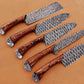 Custom Handmade Chef Knives Set / Kitchen Knives Set / 5Pcs Chef Set / Damascus Blades Chef Knives Set / BBQ Knives Set / Best gift item / Mother Day Gift / Professional Chef For Gift