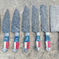 Custom Handmade Chef Knives Set / Kitchen Knives Set / 7Pcs Chef Set / Texas Flag Handle Chef Set / Texas Handle Knives / Damascus Blades Chef Knives Set / BBQ Knives Set / Best gift item / Mother Day Gift / Professional Chef For Gift