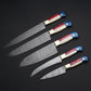 Custom Handmade Chef Knives Set / Kitchen Knives Set / 5Pcs Chef Set / Texas Flag Handle Chef Set / Texas Handle Knives / Damascus Blades Chef Knives Set / BBQ Knives Set / Best gift item / Mother Day Gift / Professional Chef For Gift