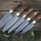 Custom Handmade Chef Knives Set / Kitchen Knives Set / 5Pcs Chef Set / Damascus Blades Chef Knives Set / BBQ Knives Set / Best handmade gift item / Mother Day Gift / Professional Chef For Gift