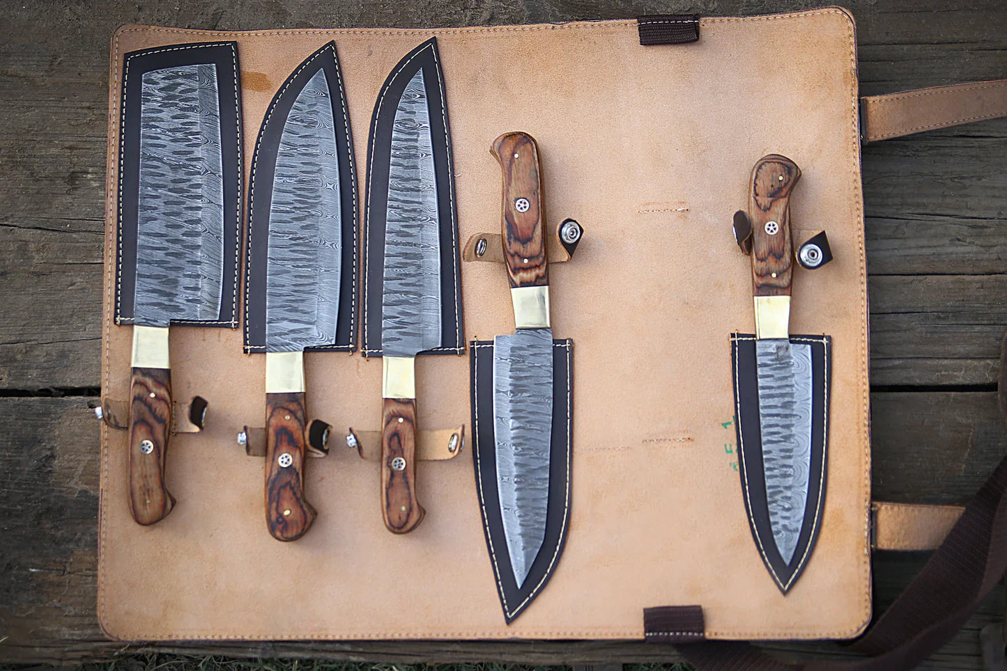 Custom Handmade Chef Knives Set / Kitchen Knives Set / 5Pcs Chef Set / Damascus Blades Chef Knives Set / BBQ Knives Set / Best handmade gift item / Mother Day Gift / Professional Chef For Gift