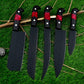 Custom Handmade Chef Knives Set / Kitchen Knives Set / 5Pcs Chef Set / Black Coated Blades Chef Knives Set / BBQ Knives Set / Best gift item / Mother Day Gift / Professional Chef For Gift
