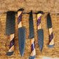 Custom Handmade Chef Knives Set / Kitchen Knives Set / 5Pcs Chef Set / Black Coated Blades Chef Knives Set / BBQ Knives Set / Best gift item / Mother Day Gift / Professional Chef For Gift
