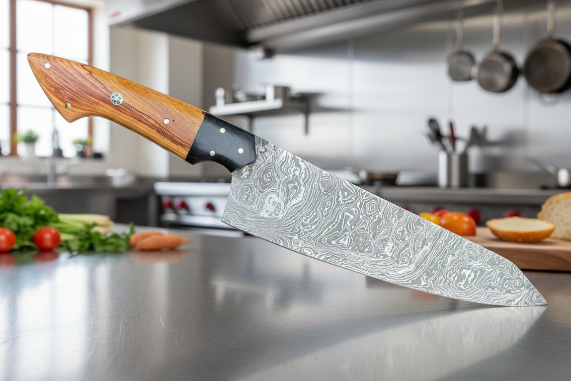 Custom Handmade Damascus Chef Knife, Damascus Kitchen Knife Best Gift item