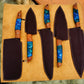 Custom Handmade Chef Knives Set / Kitchen Knives Set / 5Pcs Chef Set / Black Coated Blades Chef Knives Set / BBQ Knives Set / Best gift item / Mother Day Gift / Professional Chef For Gift