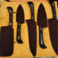 Custom Handmade Chef Knives Set / Kitchen Knives Set / 5Pcs Chef Set / Black Coated Blades Chef Knives Set / BBQ Knives Set / Best gift item / Mother Day Gift / Professional Chef For Gift