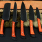 Custom Handmade Chef Knives Set / Kitchen Knives Set / 5Pcs Chef Set / Black Coated Blades Chef Knives Set / BBQ Knives Set / Best gift item / Mother Day Gift / Professional Chef For Gift