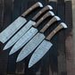 Custom Handmade Chef Knives Set / Kitchen Knives Set / 5Pcs Chef Set / Damascus Blades Chef Knives Set / BBQ Knives Set / Best handmade gift item / Mother Day Gift / Professional Chef For Gift