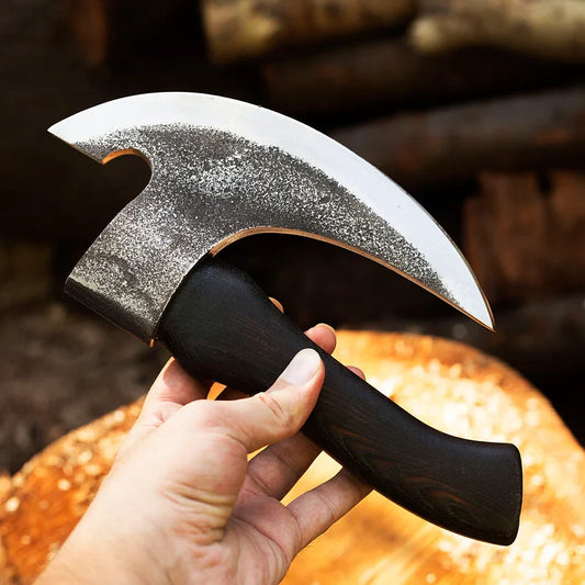 The Original custom hand forged pizza Axe , Viking pizza cutter axe , Viking Bearded Camping Axe, Best Birthday & Anniversary Gift For Him
