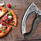 Custom Handmade Pizza Cutter Axe, Kitchen Axe with Ash Wood handle, Viking axe with sheath Best Birthday Anniversary gift for him;