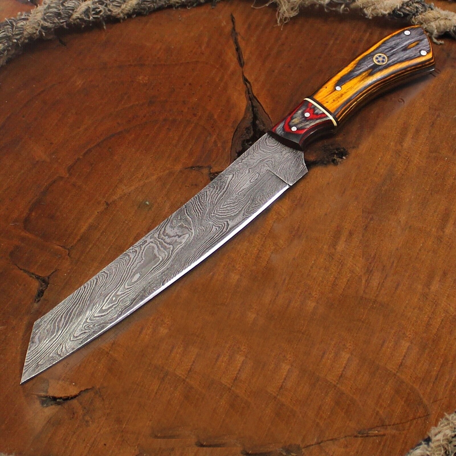 Handmade Brisket Knife Damascus Steel knife Cutting Sharp Edge Knife Wedding Birthday Holiday Thanksgiving Christmas Gift