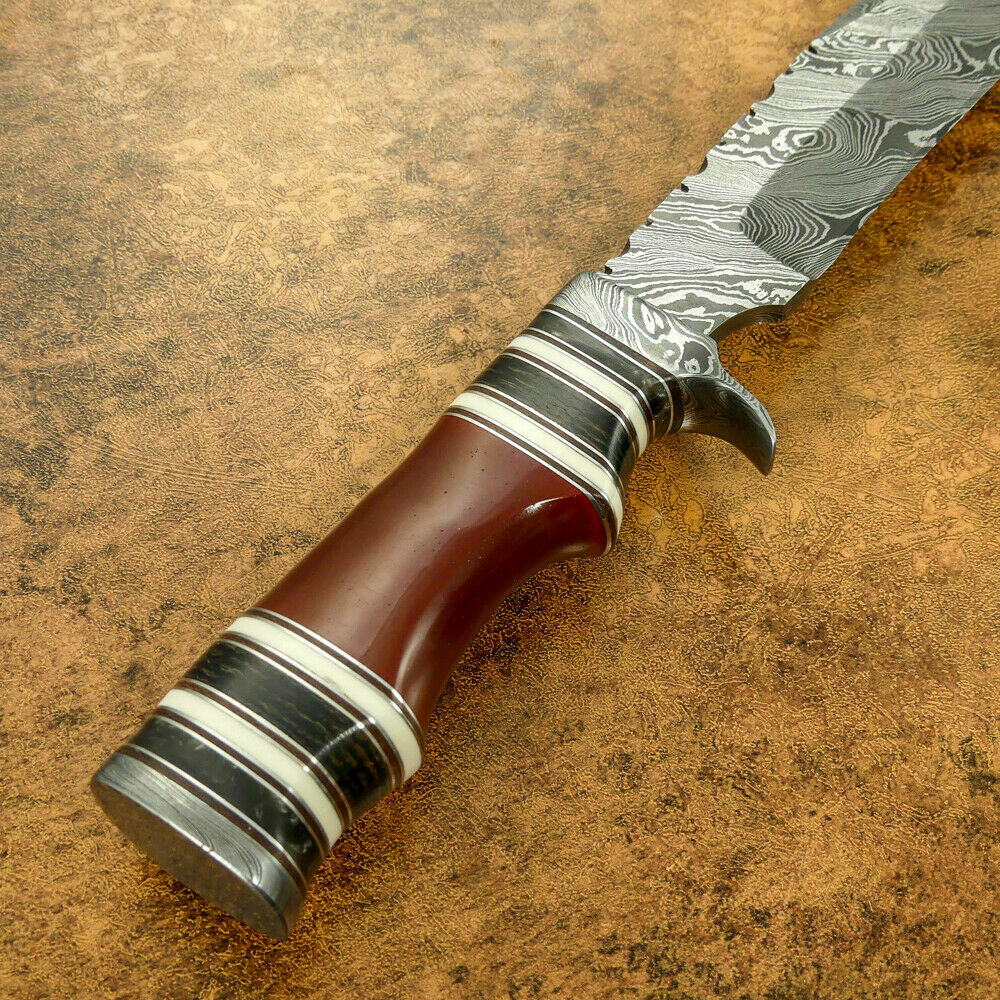 15" Handmade Bowie Knife, Damascus Steel Bowie Knife, Damascus Steel Hunting knife, birthday gift, gift for him, wedding gift, anniversary gift, Thanksgiving gift, valentine Gift