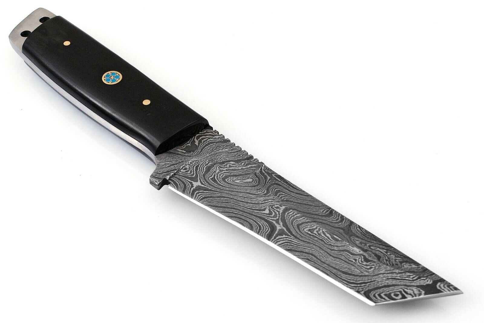 Custom Handmade Damascus Steel Tanto Knife 9.5", Damascus Hunting Knife, Fixed Blade Knife, Gift for Men