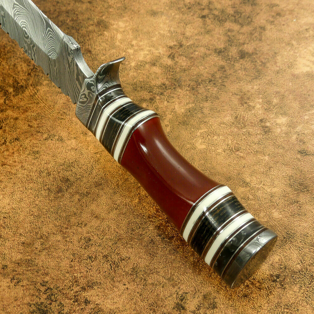 15" Handmade Bowie Knife, Damascus Steel Bowie Knife, Damascus Steel Hunting knife, birthday gift, gift for him, wedding gift, anniversary gift, Thanksgiving gift, valentine Gift