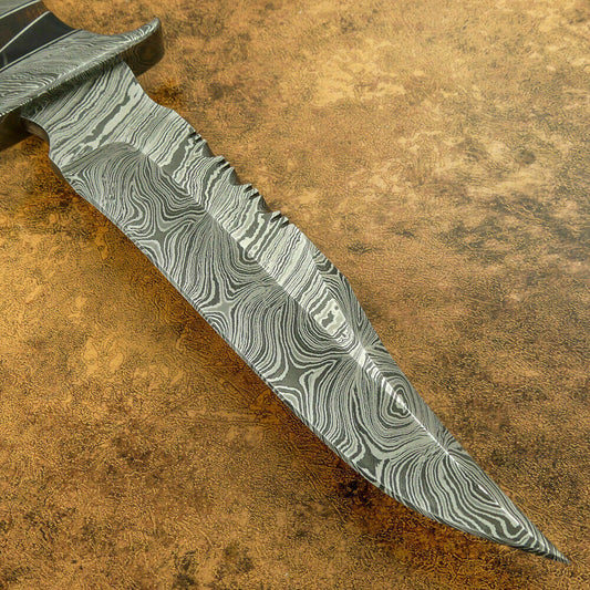 15" Handmade Bowie Knife, Damascus Steel Bowie Knife, Damascus Steel Hunting knife, birthday gift, gift for him, wedding gift, anniversary gift, Thanksgiving gift, valentine Gift